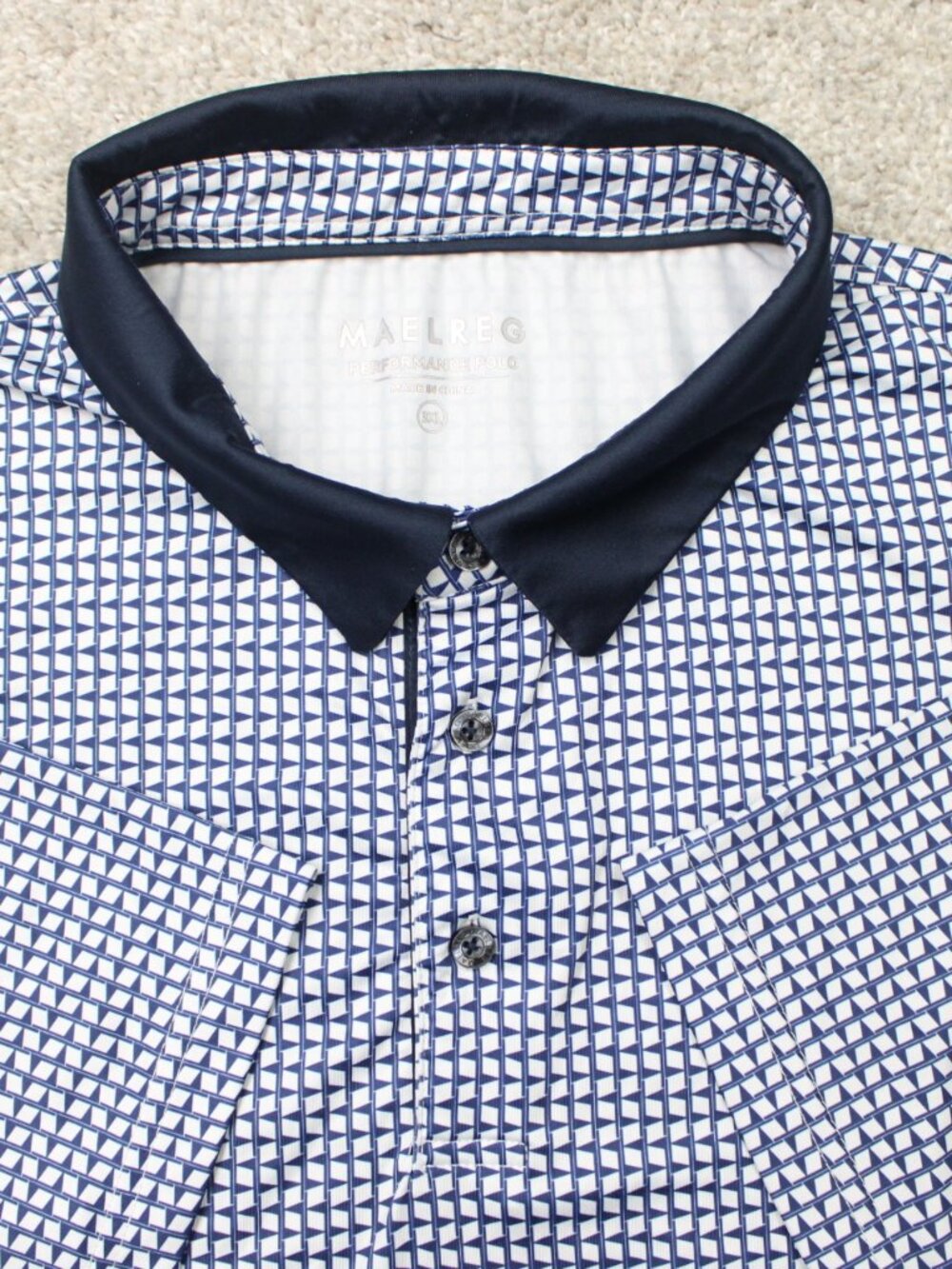 Maelreg Performance Polo Shirt Mens 3XL Blue Contrast Collar Golf Short Sleeve